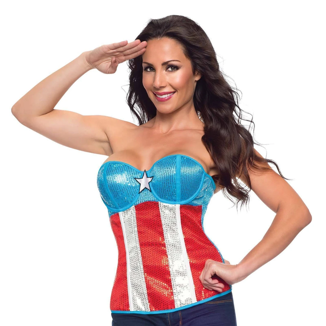 Rubie's American Dream Sequin Corset For Adults - Marvel Avengers 4 Rubie's American Dream Sequin Corset For Adults - Marvel Avengers