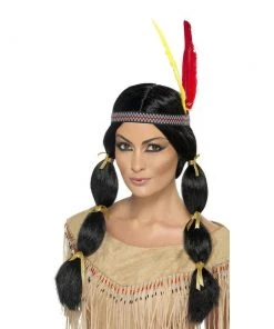 Smiffys American Indian Black Wig For Adults