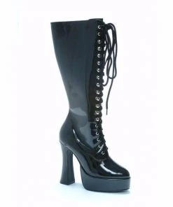 Ellie Shoes Inc Black Patent Lace Up Boots For Adults