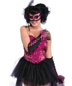 Forum Novelties Masks Burlesque Pink & Black Half Mask For Adults