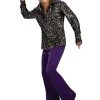 Rubie's Disco Shirt For Adults - Black With Silver Stars