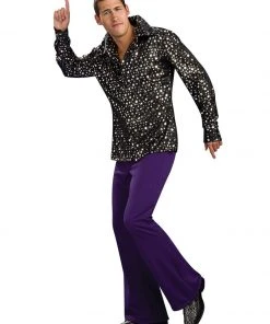 Rubie's Disco Shirt For Adults - Black With Silver Stars