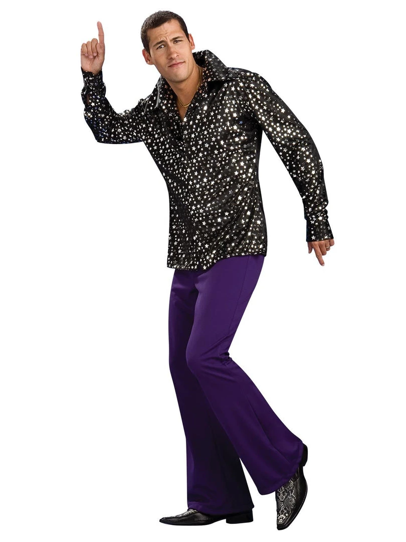 Rubie's Disco Shirt For Adults - Black With Silver Stars 3 Rubie's Disco Shirt For Adults - Black With Silver Stars