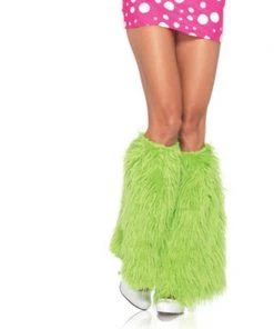 Leg Avenue Green Furry Leg Warmers For Adults