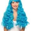 Leg Avenue Neon Blue Starbright Long Wavy Wig For Adults
