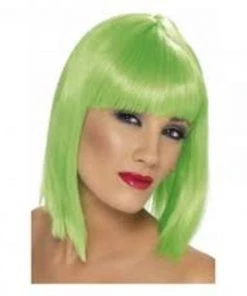 Smiffys Neon Green Glam Wig For Adults