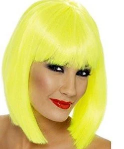 Smiffys Neon Yellow Glam Wig For Adults