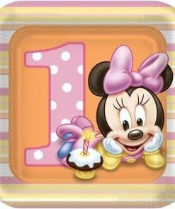 Hallmark Plates Small Minnies 1st Birthday 8Pk