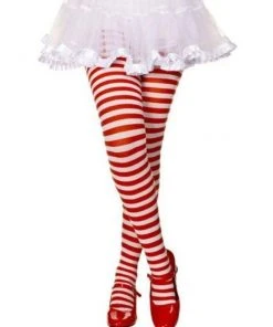 Music Legs Sky Hosiery Inc Red And White Striped Tights For Kids