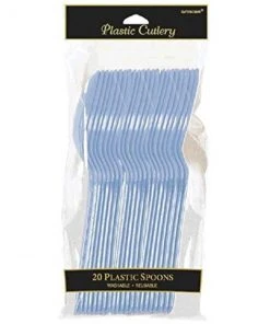 Amscan Reusable Light Blue Plastic Spoons
