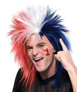 Rubie's Sports Fanatic Red White & Blue Wig For Adults
