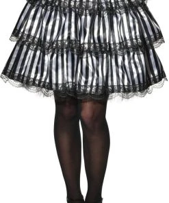 Rubie's Striped Black & White Ruffle Skirt For Adults