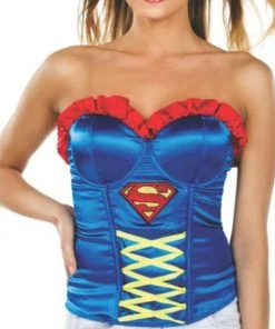 Rubie's Supergirl Ribbon Detail Corset For Adults - Warner Bros DC Comics